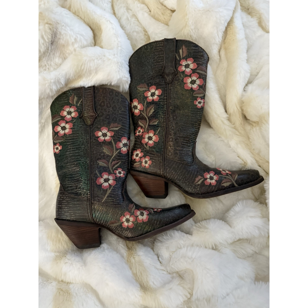 NEW Durango “Crush Floral Embroidered” Leather 12” Western Boots Women’s 7M